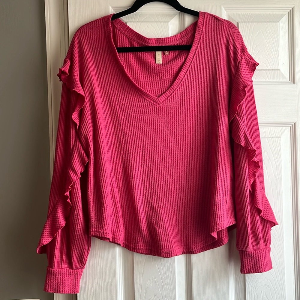 Pilcro Ruffle Waffle Top